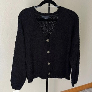 NWOT SOCIAL STANDARDS by SANCTUARY BLACK BUTTON SWEATER  ~ SIZE SMALL